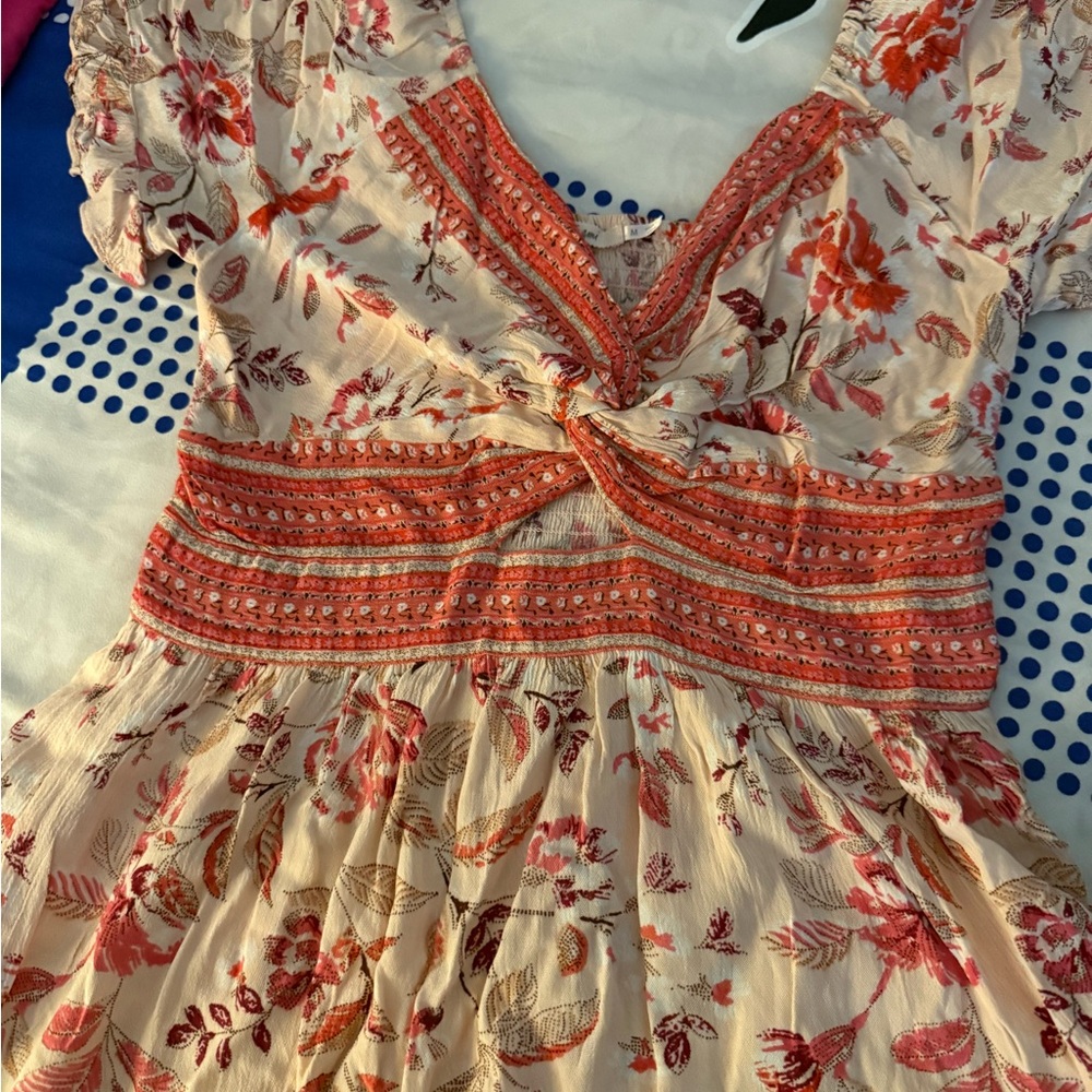Floral Print top with Red Accents